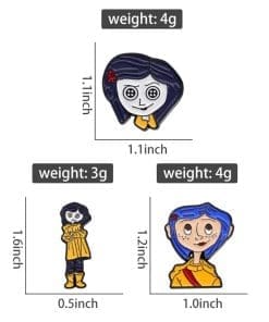 Coraline ‘Set of 3 Coraline Button Eye’ Enamel Pin - Image 3