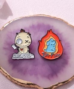 Alternative view of Dog Burning 'I'm Fine' Enamel Pin