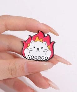 Alternative view of Hot White Cat 'Noooo' Enamel Pin