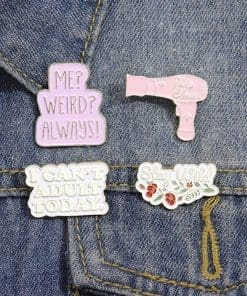 Alternative view of Red Flower 'Stay Wild' Enamel Pin