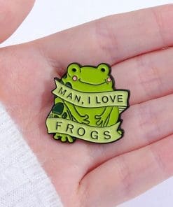 Alternative view of Funny Green 'Man I Love Frogs' Enamel Pin