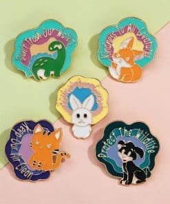 Alternative view of Little White Rabbit 'Protect Our Forest' Enamel Pin