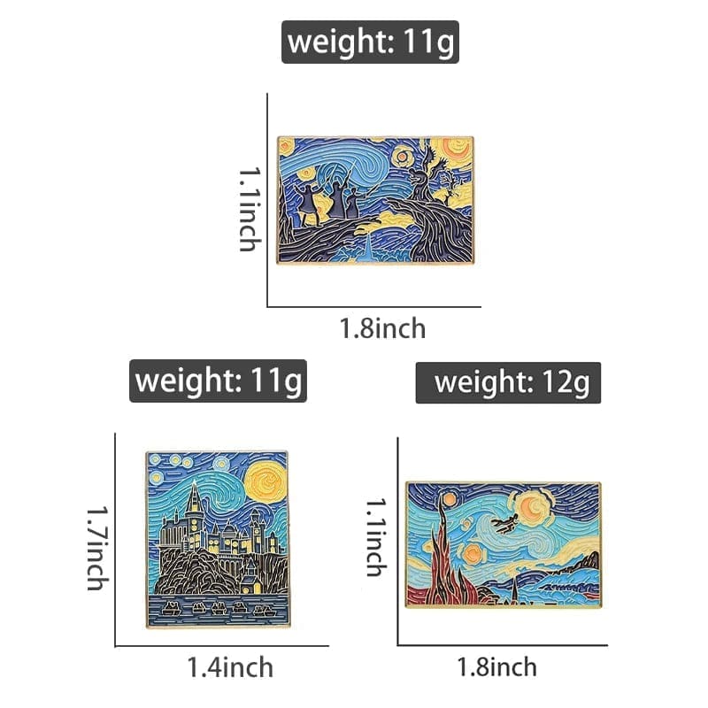 Starry Night Art 'Set of 3 Wizard' Enamel Pin - Image 3