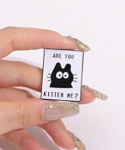 Alternative view of Black Cat 'Are You Kitten Me' Enamel Pin
