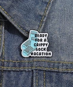 Knitted Socks 'Ready For A Grippy Sock Vacation' Enamel Pin - Image 3