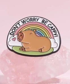 Alternative view of Capybara 'Rainbow | Don't Worry Be Cappy' Enamel Pin