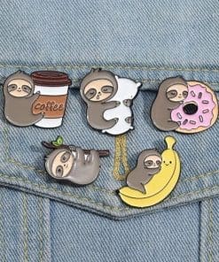 Alternative view of Lazy Sloth 'Love Banana' Enamel Pin