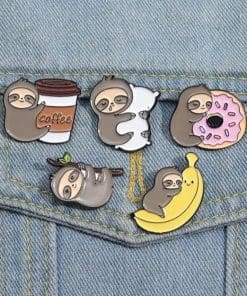 Lazy Sloth 'Coffee Lover' Enamel Pin - Image 3