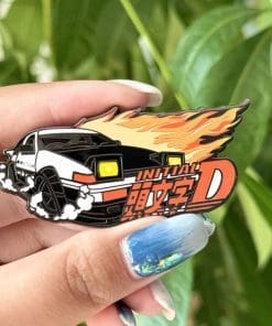 Alternative view of Initial D 'Flaming Trueno' Enamel Pin