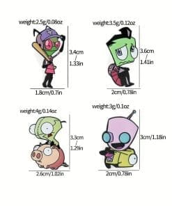 Invader Zim 'Set of 4 Space Invader' Enamel Pin - Image 4