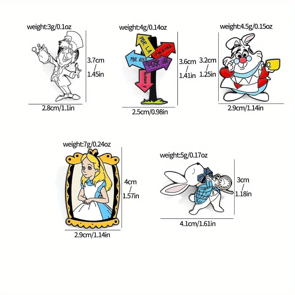 Alice in Wonderland 'Set of 2 Bunny' Enamel Pin - Image 5