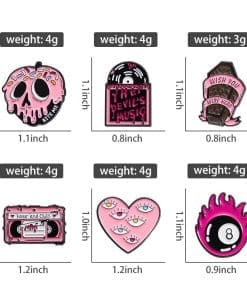 Pink Cassette Tape 'Horror and Chills' Enamel Pin - Image 3