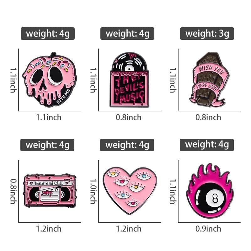 Pink Cassette Tape 'Horror and Chills' Enamel Pin - Image 3