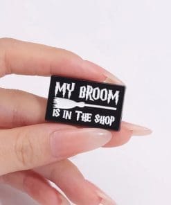 Alternative view of Witch Stick 'My Broom is in The Shop' Enamel Pin