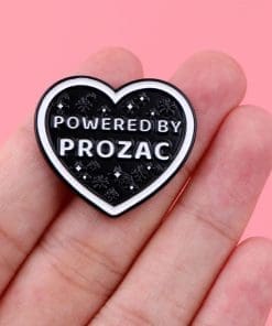 Alternative view of Depression 'Powered by Prozac' Enamel Pin