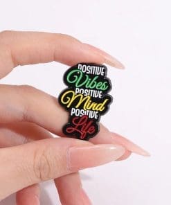Alternative view of Optimistic 'Positive Vibes Mind Life' Enamel Pin