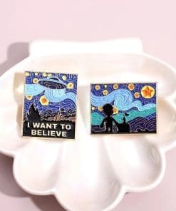 Alternative view of UFO 'I Want To Believe | Starry Night' Enamel Pin