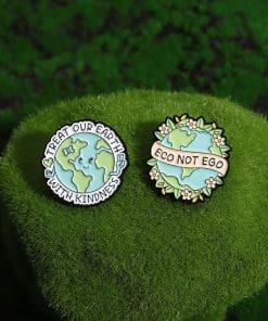 Alternative view of Earth Awareness 'Treat Our Earth With Kindness' Enamel Pin