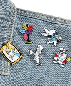 Alice in Wonderland 'Set of 2 Bunny' Enamel Pin - Image 3