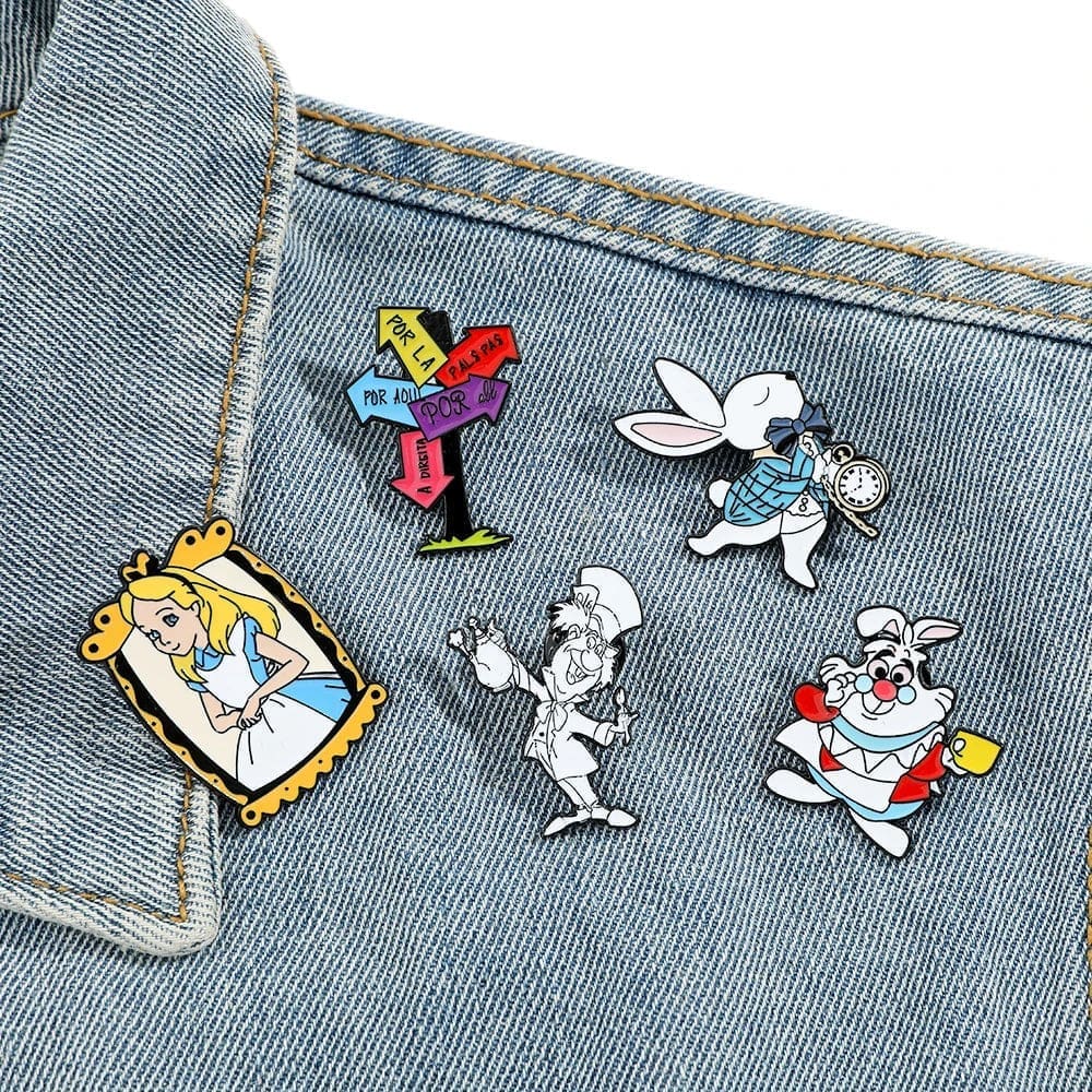 Alice in Wonderland 'Set of 2 Bunny' Enamel Pin - Image 3