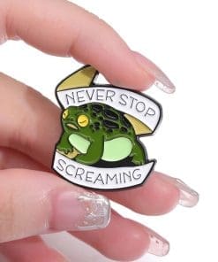 Alternative view of Bull Frog 'Never Stop Screaming' Enamel Pin