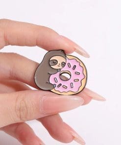 Alternative view of Lazy Sloth 'Love Donut' Enamel Pin