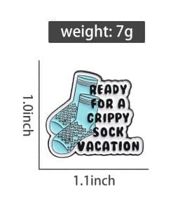 Knitted Socks 'Ready For A Grippy Sock Vacation' Enamel Pin - Image 4