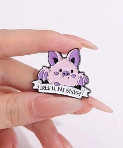 Alternative view of Fat Bat 'Hang in There' Enamel Pin