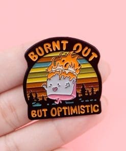 Alternative view of Running Dumpster Fire 'Burnt Out But Optimistic' Enamel Pin
