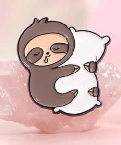 Alternative view of Lazy Sloth 'Pillow Hug' Enamel Pin