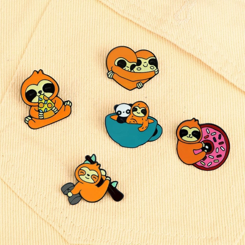 Sloth 'Little Panda Coffee' Enamel Pin - Image 2