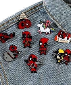 Alternative view of Deadpool and Wolverine 'Fighting Chibi' Enamel Pin