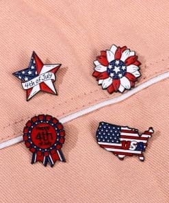 Alternative view of Happy 4th of July 'American Flag x Map' Enamel Pin