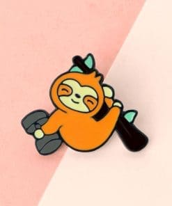 Alternative view of Sloth 'Hanging with Barbell' Enamel Pin