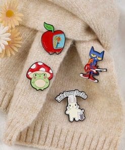 Red Mushroom Head ‘Chubby Frog’ Enamel Pin - Image 4