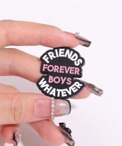 Alternative view of BFF Quotes 'Friends Forever Boys Whatever' Enamel Pin