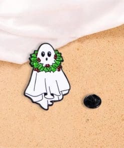 Alternative view of Christmas Ghost 'Holiday Wreaths' Enamel Pin