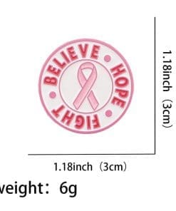Pink Ribbon 'Breast Cancer Awareness | Believe Hope Fight' Enamel Pin - Image 4