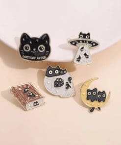 Alternative view of Black Cat 'Lovers in the Moon' Enamel Pin