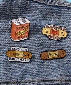 Alternative view of Band-Aid Canister 'It's Fine Everything is Fine' Enamel Pin