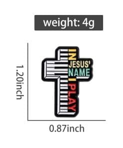 Christian Cross Piano 'In Jesus Name I Play' Enamel Pin - Image 4
