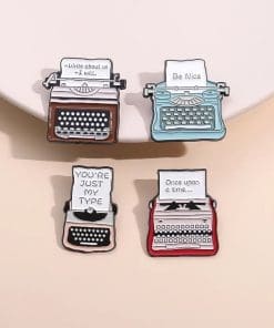 Retro Typewriter 'Be Nice' Enamel Pin - Image 3