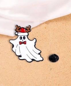 Alternative view of Christmas Ghost 'Holiday Reindeer Hat' Enamel Pin