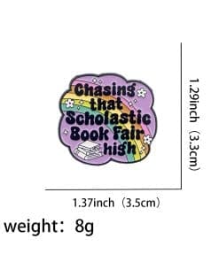 Alternative view of Chasing That Scholastic Book Fair High Enamel Pin