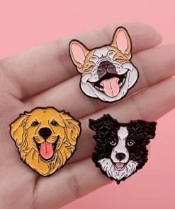 Alternative view of Cute Dogs 'Border Collie Head' Enamel Pin