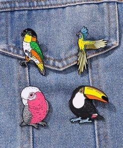 Alternative view of Black Headed Parrot Enamel Pin