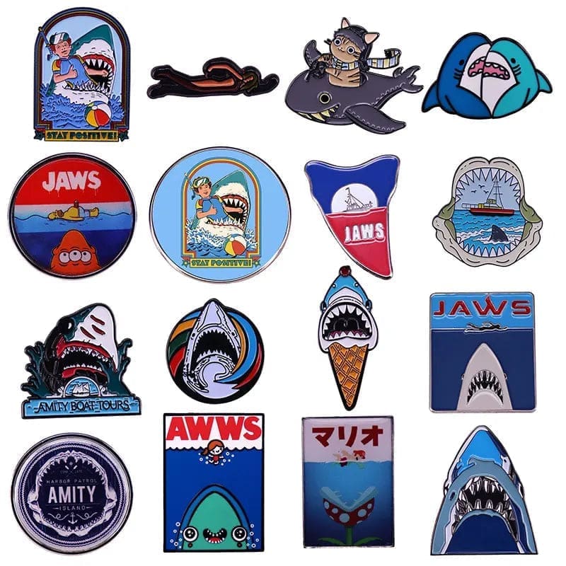 Jaws 'Swimming Over Shark Mouth' Enamel Pin - Image 2