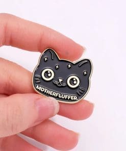 Alternative view of Black Cat 'Motherfluffer' Enamel Pin