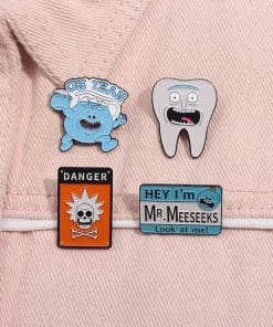 Alternative view of Rick and Morty 'Set of 4 Silly Faces' Enamel Pin