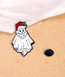 Alternative view of Christmas Ghost 'Santa Hat' Enamel Pin